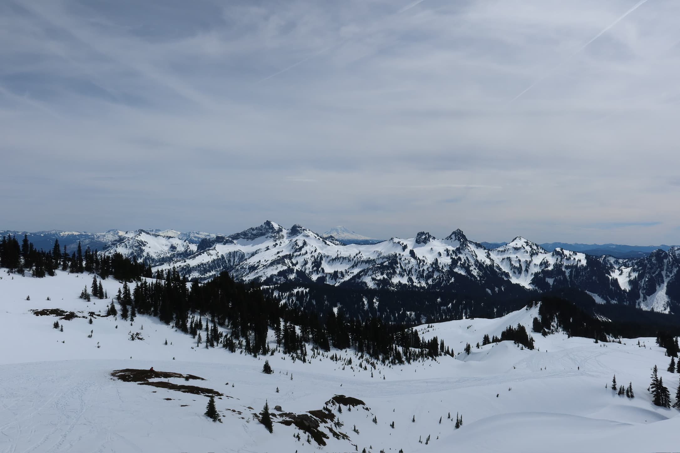 Snow-covered mountain range panorama